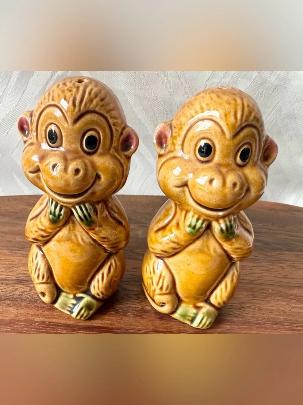 VTG Charming Monkey Salt and Pepper Shakers Made in Japan Porcelain S&P